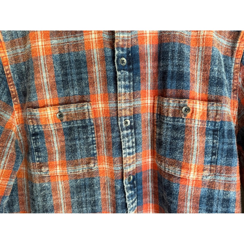 Flag & Anthem Desert Son Men's Plaid Button-Down Shirt-Blue & Orange-Size Medium - Picture 5 of 7